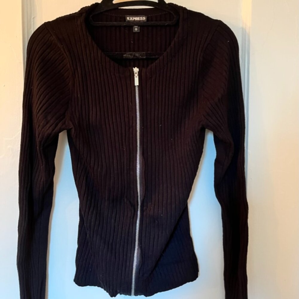 Express Black Knit Long-Sleeve Sweater - Medium